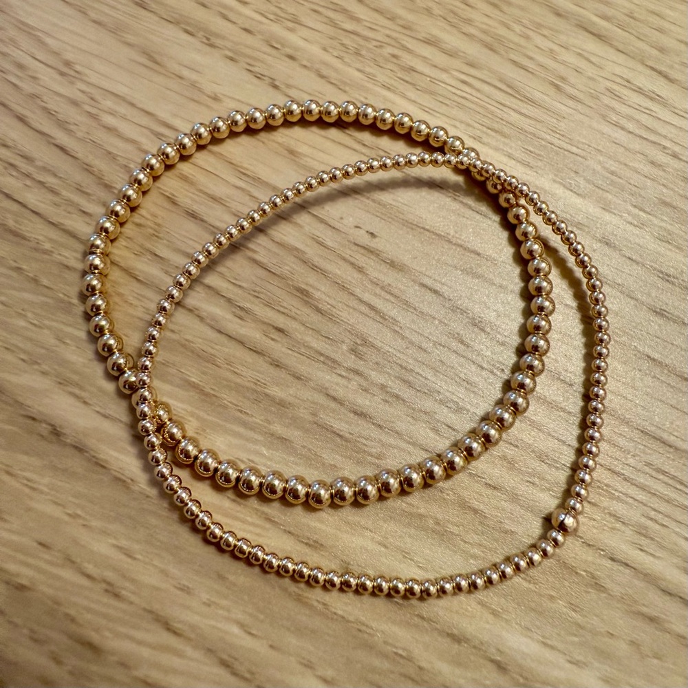 14k Good Filled Bracelet Set - 2mm and 3mm